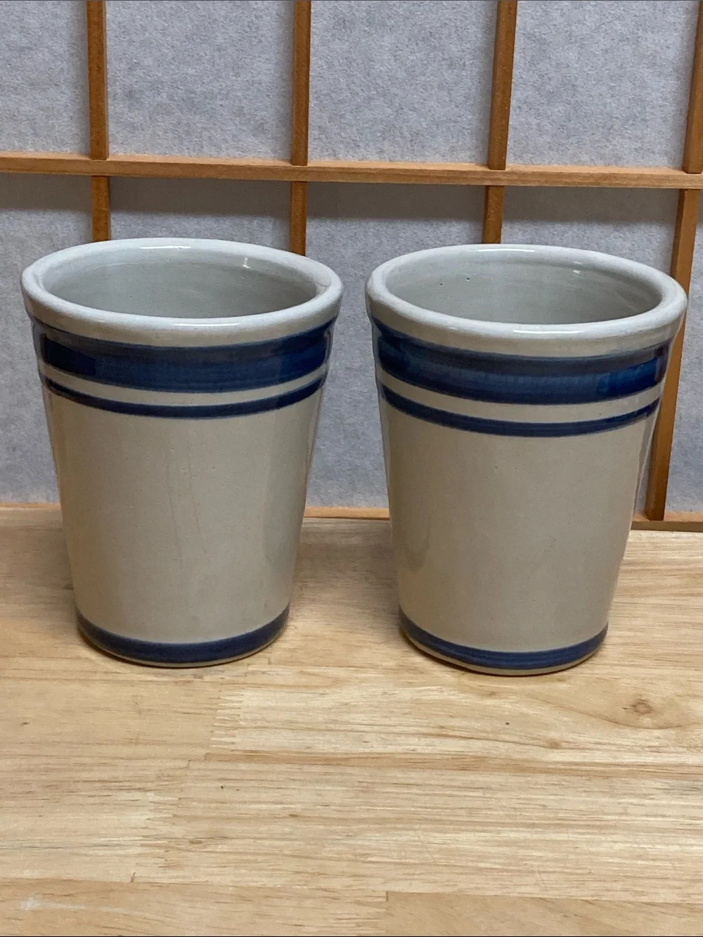 Mint Julep Cups Set of 2 Louisville Stoneware Blue Fleur de Lis Kentucky Pottery